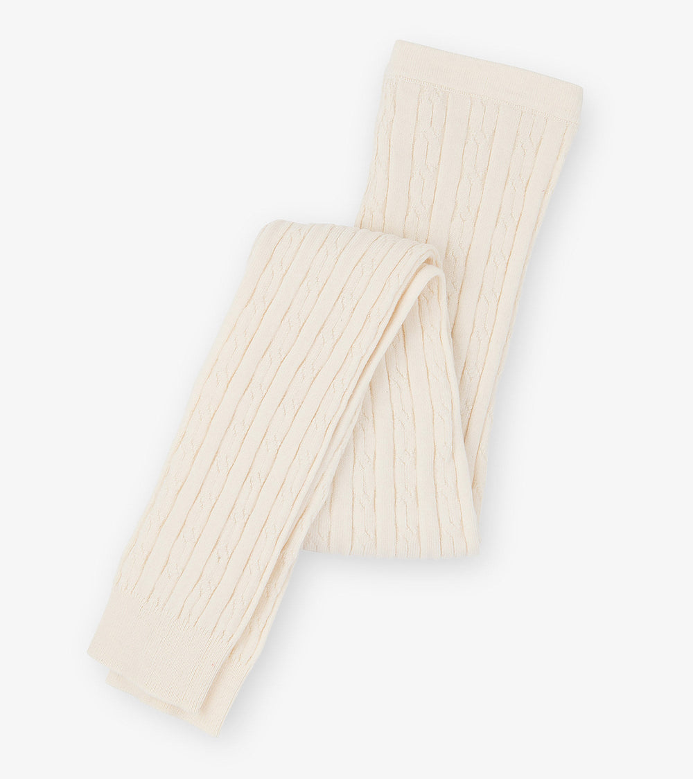 Hatley Girls Cream Cable Knit Tights