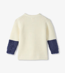Hatley Girls Sequin Bow Fluffy Sleeve Sweater