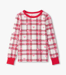 Hatley Girls Plaid Hearts Pajama Set