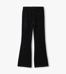 Hatley Girls Black Sparkle Wave Velour Flared Pants