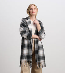 Hatley Fringe Jacket - Black and Taupe Plaid