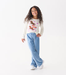 Hatley Girls Cornflower Blue Pleated Velour Relaxed Pants