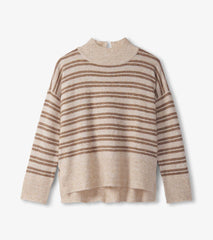 Hatley Mock Neck Sweater - Double Stripe Camel