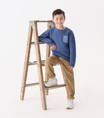 Hatley Boys Ensign Blue Quilted Pullover