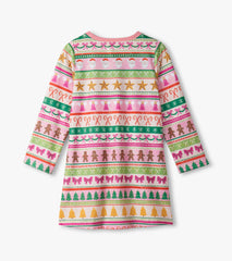Hatley Girls Pink Fun Fair Isle Long Sleeve Nightdress