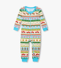 Hatley Baby Boys Blue Fun Fair Isle Cotton Sleeper