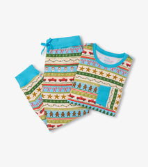 Hatley Men's Blue Fun Fair Isle Cotton Pajama Set