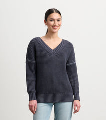 Hatley V-Neck Slouchy Sweater - Faded Grey