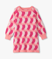 Hatley Girls Graphic Hearts Swing Sweater Dress