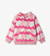 Hatley Girls Graphic Hearts Fleece Zip-Up Hoodie