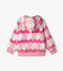 Hatley Girls Graphic Hearts Fleece Zip-Up Hoodie