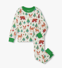 Hatley Girls Holiday Animals Cotton Pajama Set