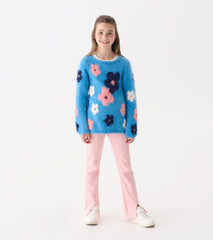 Hatley Girls Flamingo Pink Herringbone Bell Bottoms