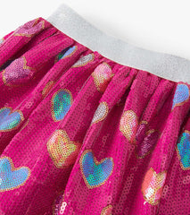 Hatley Girls Pink Busted Hearts Sequin Skirt