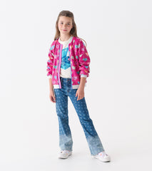 Hatley Girls Pink Busted Hearts Sequin Bomber Jacket