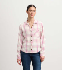 Hatley Lila Button Down - Pink Plaid