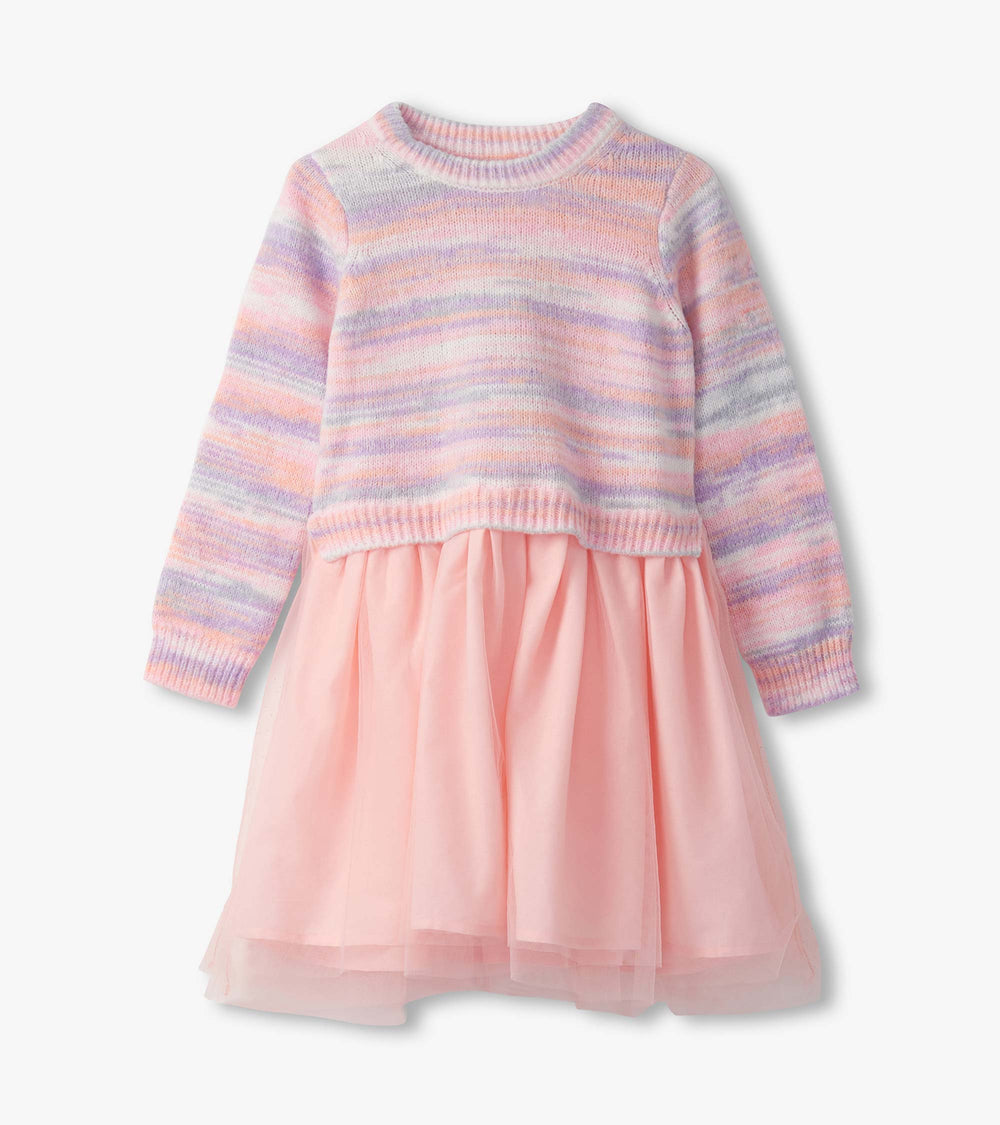 Hatley Girls Pastel Rainbow Fuzzy Mixed Skirt Dress