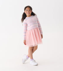 Hatley Girls Pastel Rainbow Fuzzy Mixed Skirt Dress