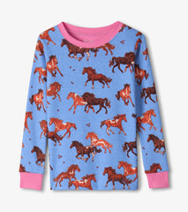 Hatley Girls Tinsel Horses Cotton Pajama Set