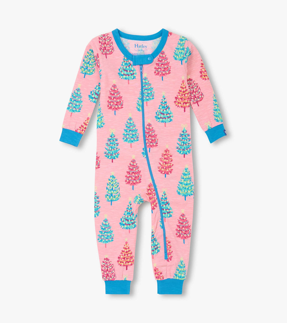 Hatley Baby Girls Pink Bottle Brush Trees Glow in the Dark Cotton Sleeper