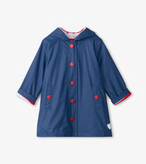 Hatley Kids Navy & Red Button-Up Rain Jacket