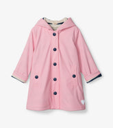 Hatley Girls Pink & Navy Button-Up Rain Jacket