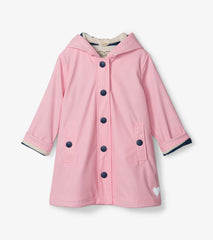 Hatley Girls Pink & Navy Button-Up Rain Jacket