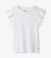 Hatley Girls White Ruffle Sleeve Tank