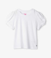Hatley Girls White Twisted Sleeve Tee