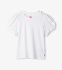 Hatley Girls White Twisted Sleeve Tee