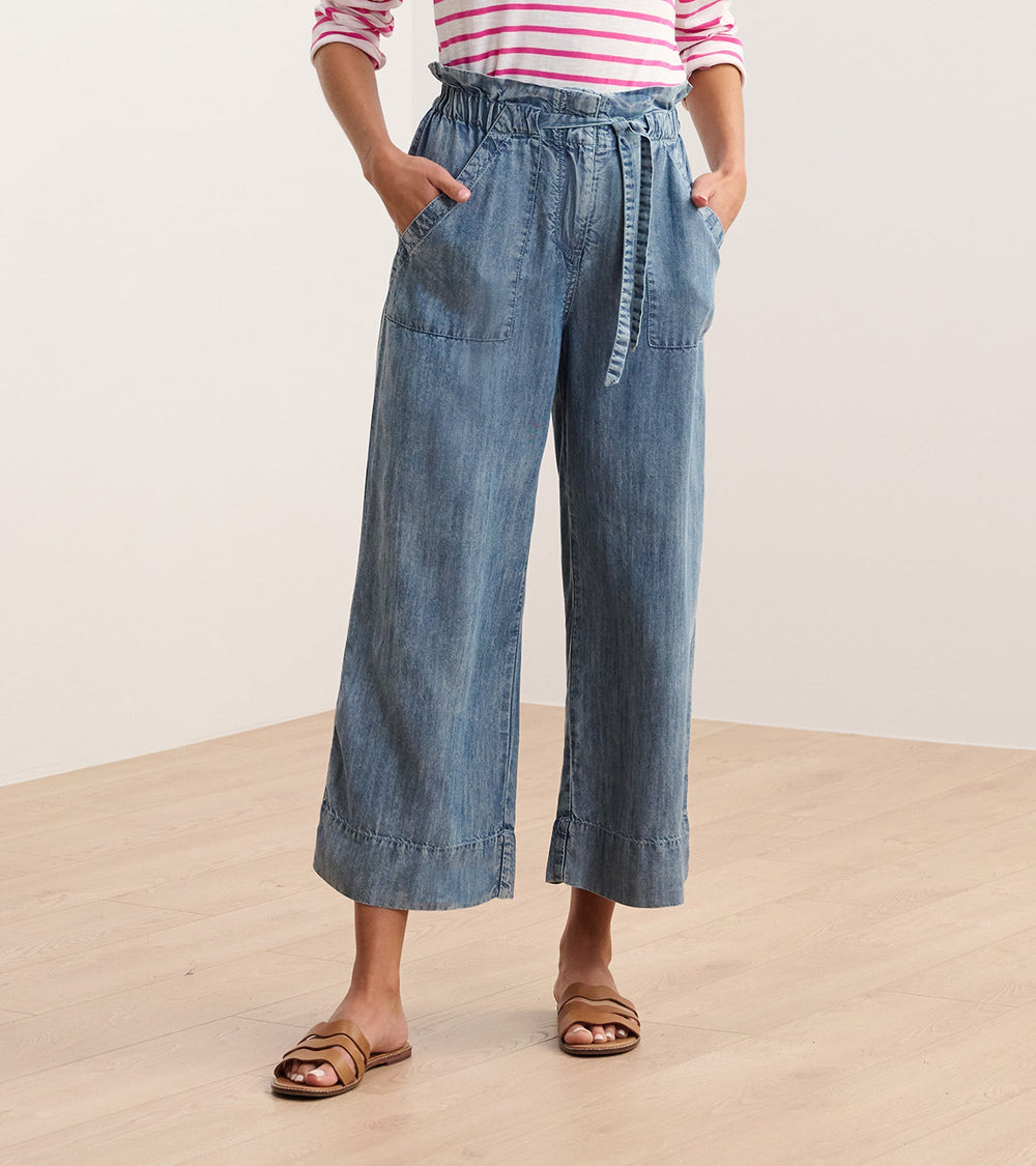 Hatley Tie Front Pants - Blue Acid Wash