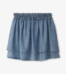 Hatley Layered Smocked Skirt - Blue Acid Wash