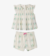 Hatley Baby & Toddler Girls Blue Feathers Pin Tuck Tup & Bloomer Set
