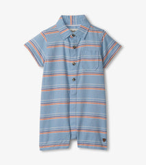 Hatley Baby & Toddler Boys Striped Blue Woven Romper