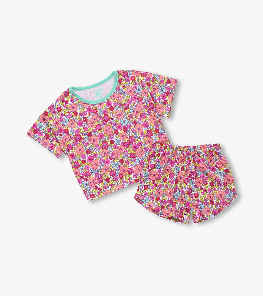 Hatley Girls Groovy Flowers Tee and Shorts Pajama Set
