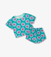 Hatley Girls Glowing Hearts Tee and Shorts Pajama Set