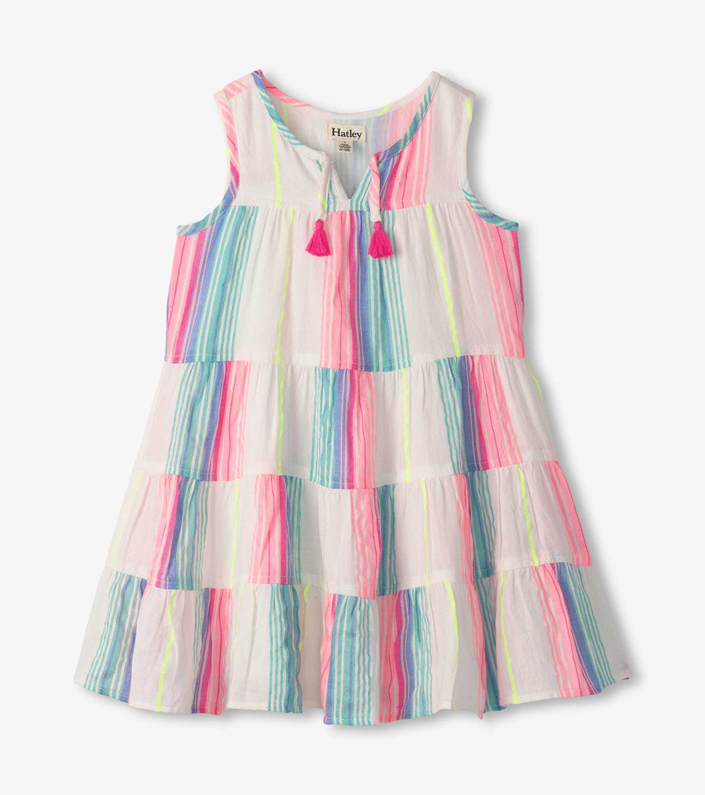 Hatley Girls Neon Stripes Tiered Dress