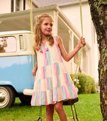 Hatley Girls Neon Stripes Tiered Dress