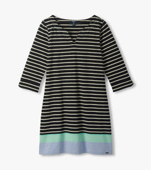 Hatley Lily Notch Neck Dress - Caviar Stripes