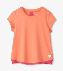 Hatley Girls Fusion Coral Mesh Trim T-Shirt
