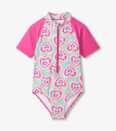Hatley Girls Hearts One-Piece Rashguard Swimsuit