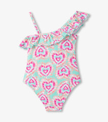 Hatley Girls Hearts One-Shoulder Swimsuit