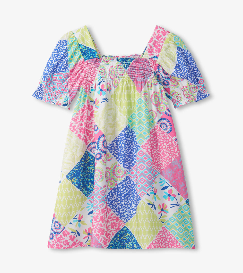 Hatley Girls Mix-Up Patch Work Smocked Dress