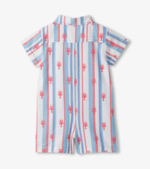 Hatley Baby Boys Preppy Lobsters Woven Romper