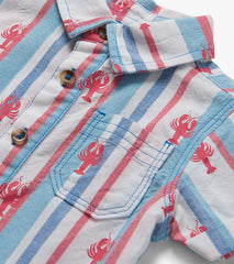 Hatley Baby Boys Preppy Lobsters Woven Romper