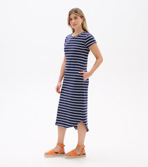 Hatley Midi Tee Shirt Dress - Navy and White Stripes