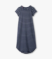 Hatley Midi Tee Shirt Dress - Navy and White Stripes