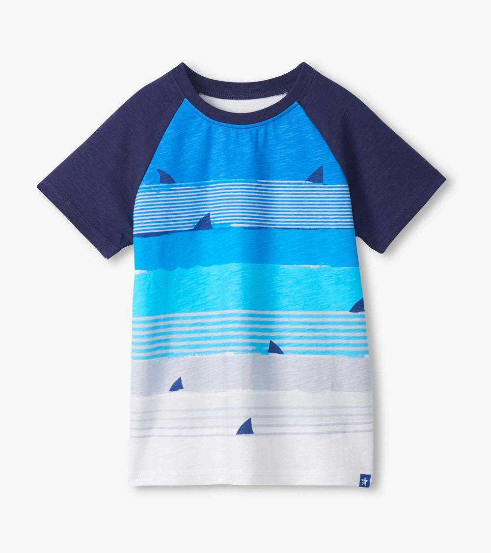 Hatley Boys Fin Stripes Raglan T-Shirt
