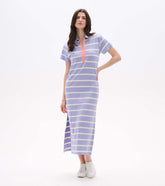 Hatley Contrast Zip Maxi Dress - Pale Iris Stripes