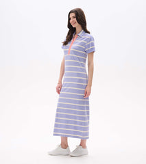 Hatley Contrast Zip Maxi Dress - Pale Iris Stripes